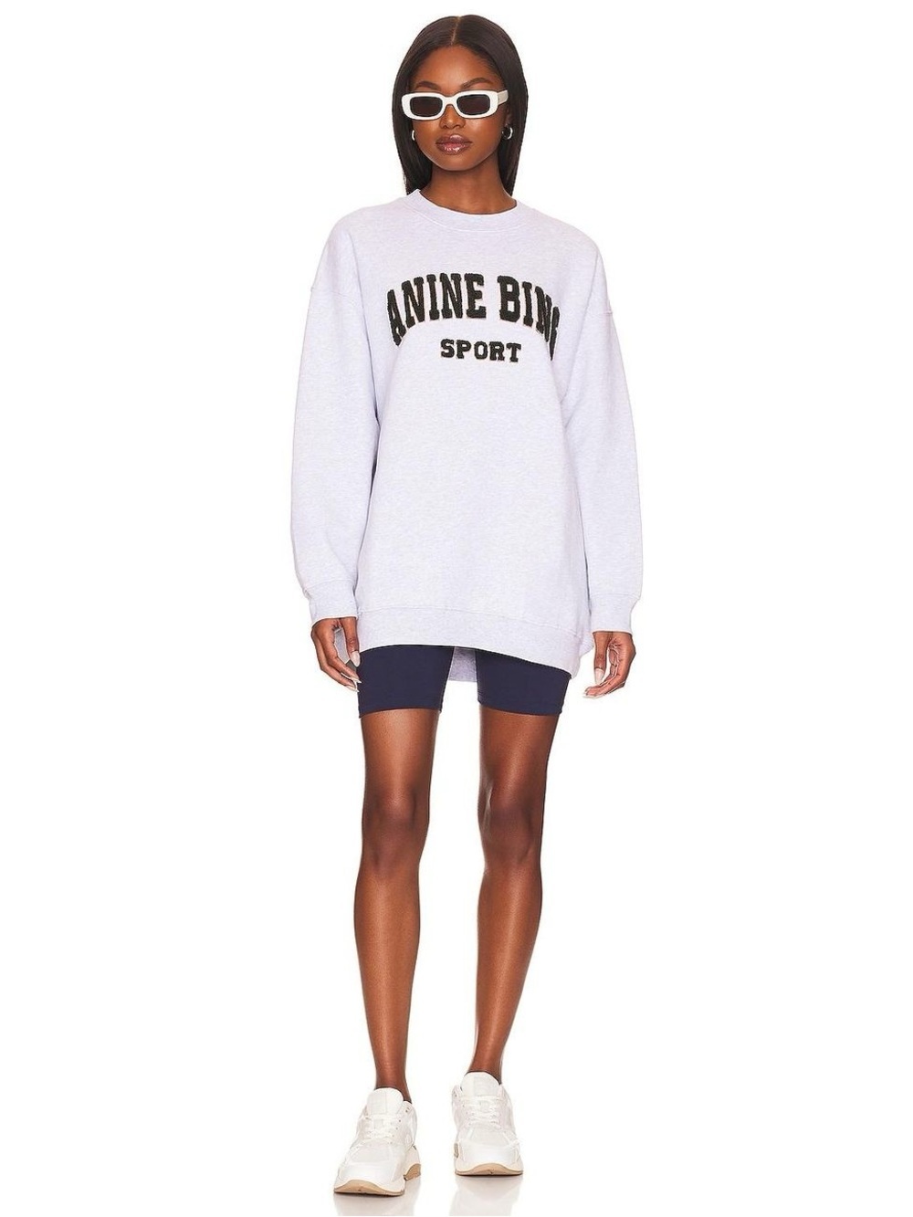Anine Bing Tyler Oversized Pullover Mockneck Crewneck Sweater in Heather Gray - Picture 13 of 14